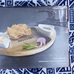 New Football Shaped Serving Tray-Chip/Dip Set for a Superbowl NFL Party